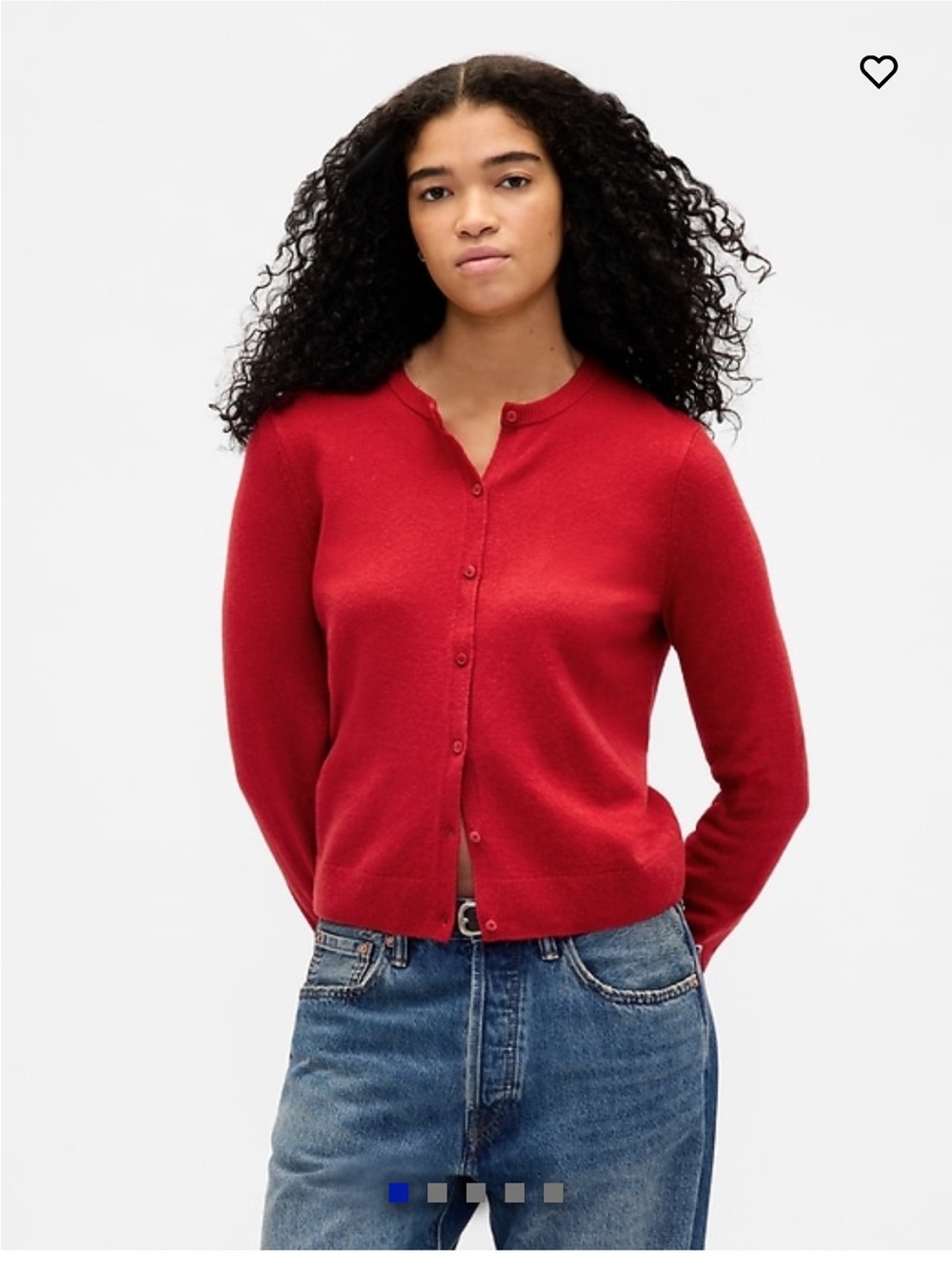 GAP Red Button-Up Crewneck Cardigan